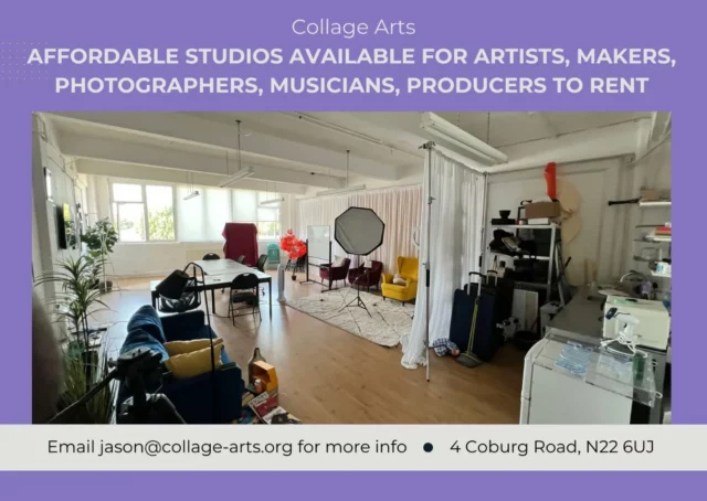 Affordable studio spaces are available now to create your latest artwork, project, production, or team-working hub. Look no further than the Collage Artspaces in Wood Green. A stone's throw from the tube and Ally Pally station. 
We have all inclusive rents and something for all budgets. 
The team are super friendly, supportive and have an artistic heart! 

Email Jason@collage-arts.org for more details. 

#studiorental #artstudio #creativespace #studioforrent #n22openstudios #artist #lookingforspace #collagearts #artscharity #rentastudio #creative #space #mondaymotivation #joinus